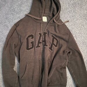 GAP Logo Sweatshirt, Zip Hoodie, Gray/Black,  Size M, Men’s